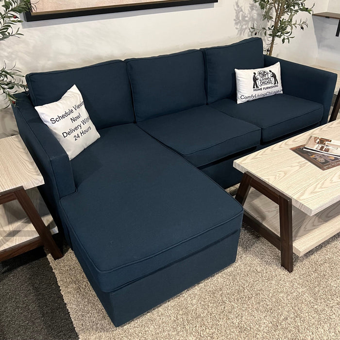 West Elm Sectional Couch with Reversible Chaise in Blue