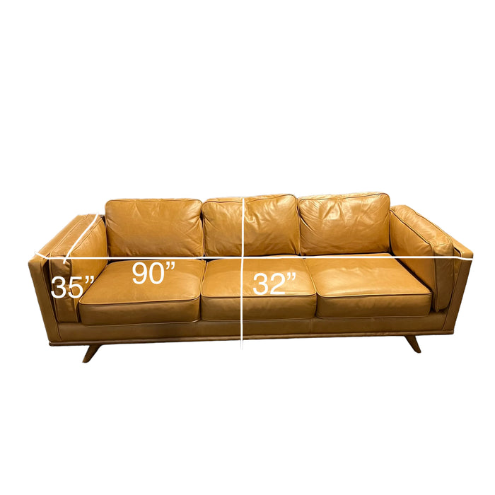 Light Brown Genuine Leather Article Sofa / Couch