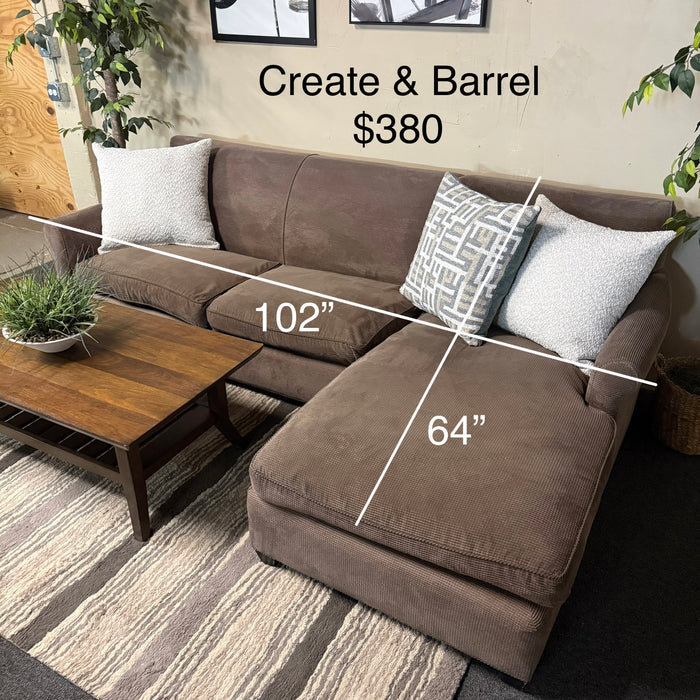 Crate and Barrel Sectional in Taupe
