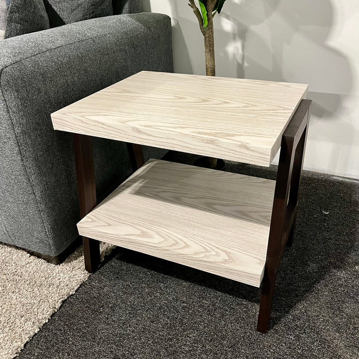 Contemporary Coffee Table and Side Table Set in Two Tone Stone Woodgrain Top