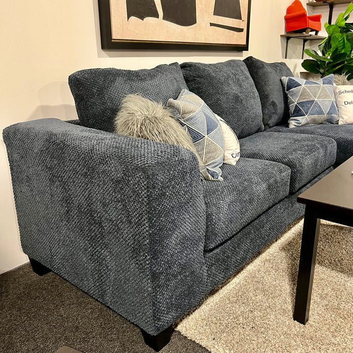 Blue Two Piece Sectional Couch with Chaise