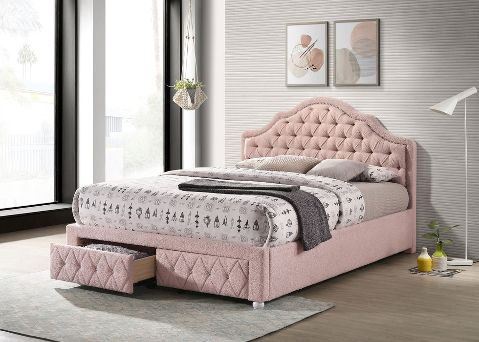 Ashleigh 44-inch Upholstered Twin Storage Platform Bed Pink