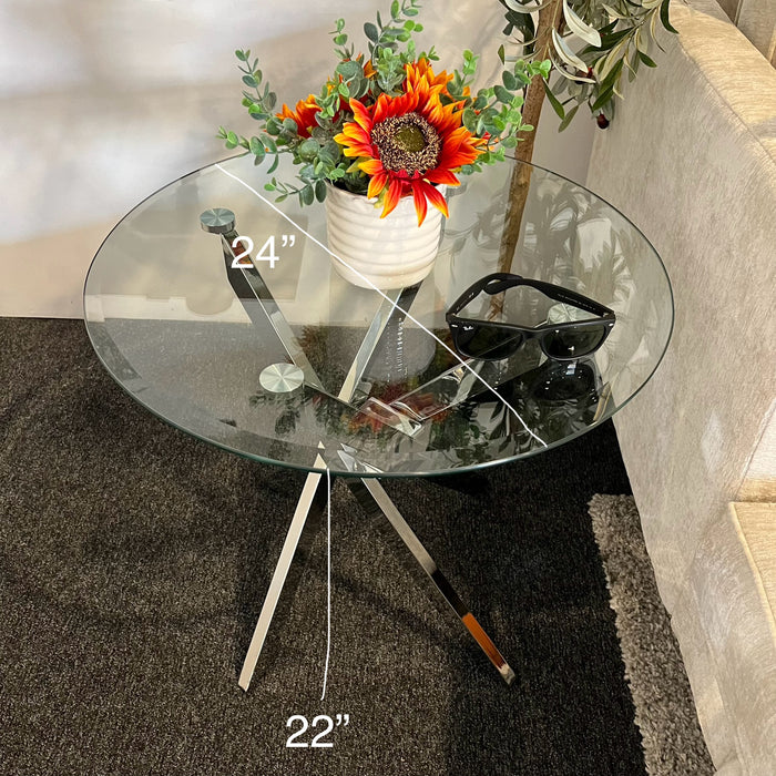 Modern Round Coffee Table and Side Table Set with Metal Legs