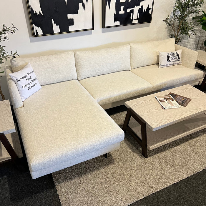 All Modern Miller 2 White Boucle Sectional