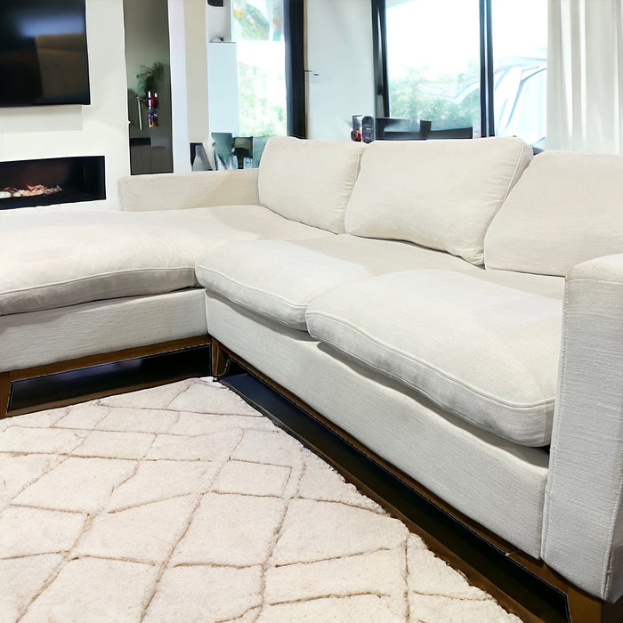 Off White Two Piece Sectional Couch with Chaise