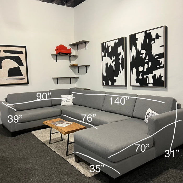 Gray 3 Piece Jonathan Louis U Shaped Sectional Couch