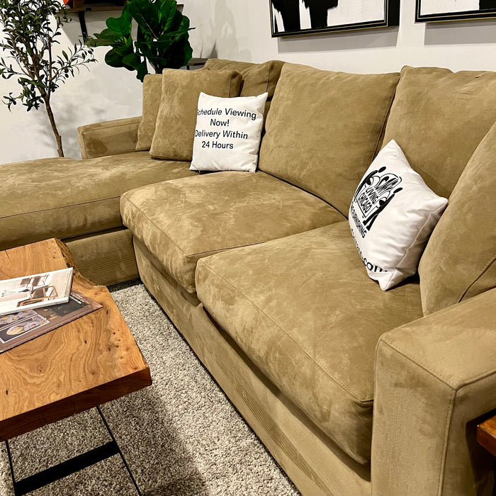 Crate and Barrel Axis Caramel Two Piece Sectional Couch