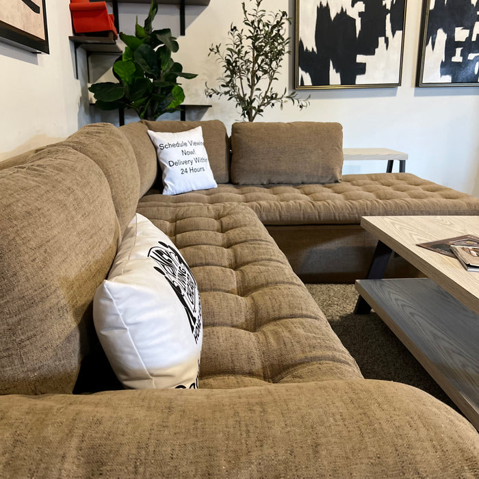 Jonathan Louis Tufted Beige L Shaped Sectional Couch