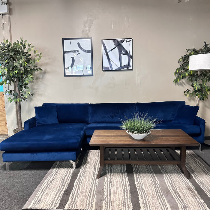 Blue MCM Sectional with Reversible Chaise