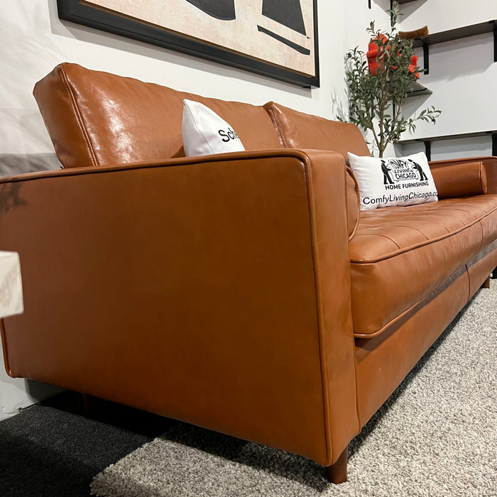 All Modern Caramel Genuine Leather Sofa