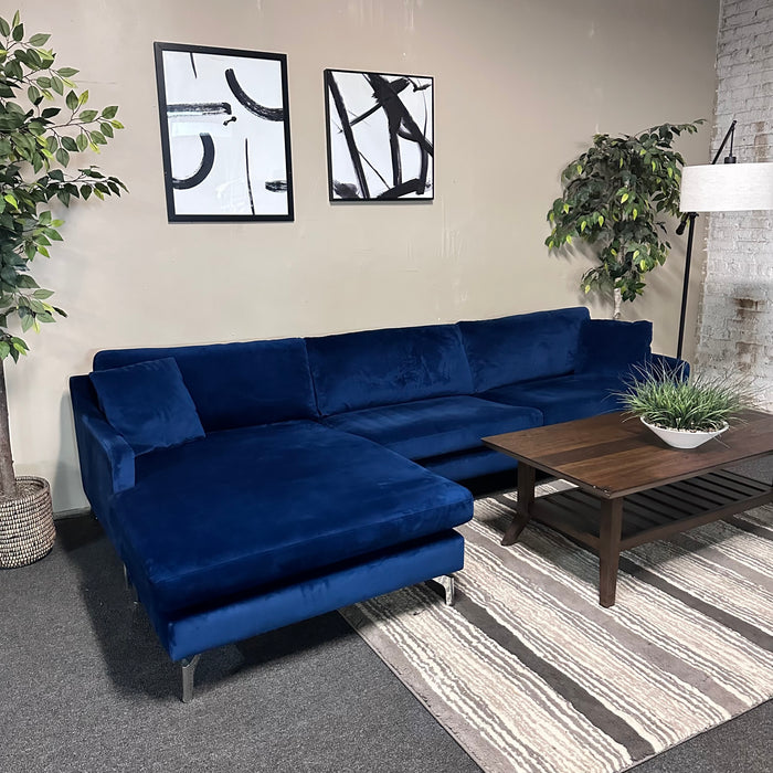Blue MCM Sectional with Reversible Chaise