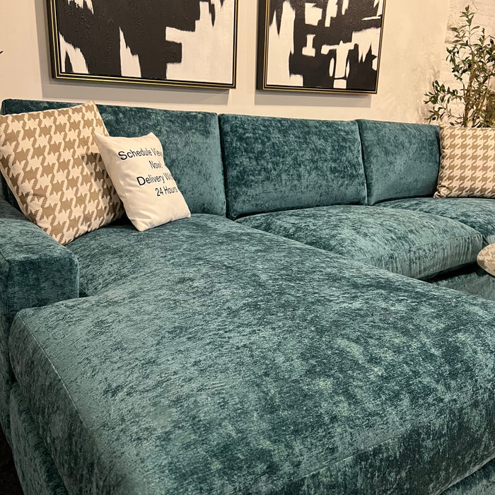 Joybird Anton Sectional Couch in Aqua Blue