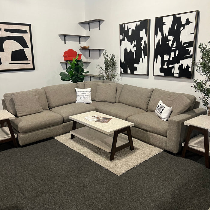 Room and Board Three Piece Corner Sectional Couch in Gray