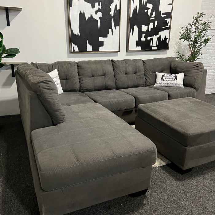 Ashley Tufted Sectional with Ottoman