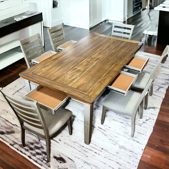 Traditional Style Dining Set In A Two-Tone Cherry Top With Gray