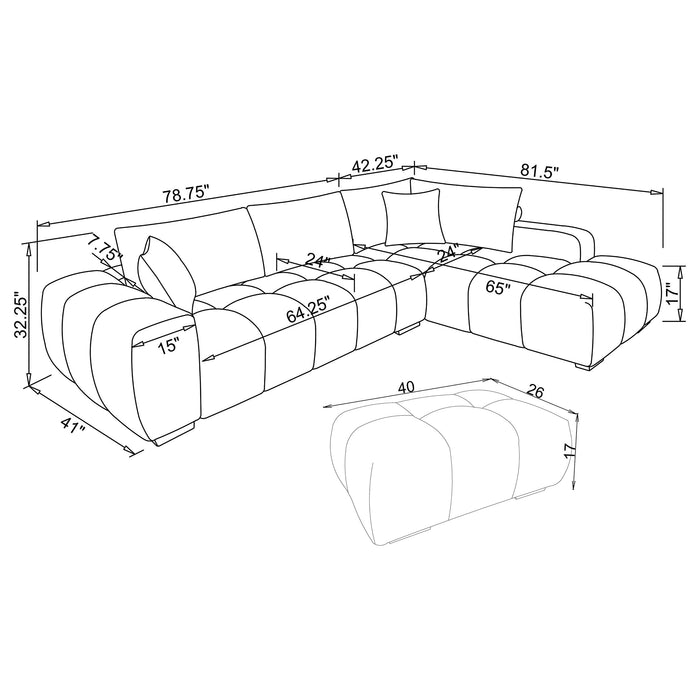 Camacho Upholstered Sectional Sofa with Ottoman Set Amber