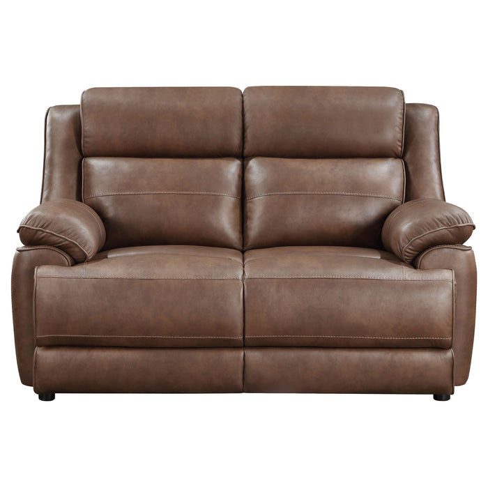 Ellington Upholstered Padded Arm Loveseat Dark Brown