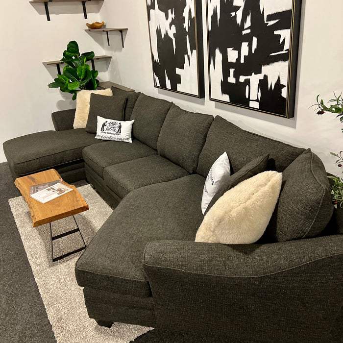 Charcoal Gray Maxhomes 3pc sectional couch with cuddle corner chaise