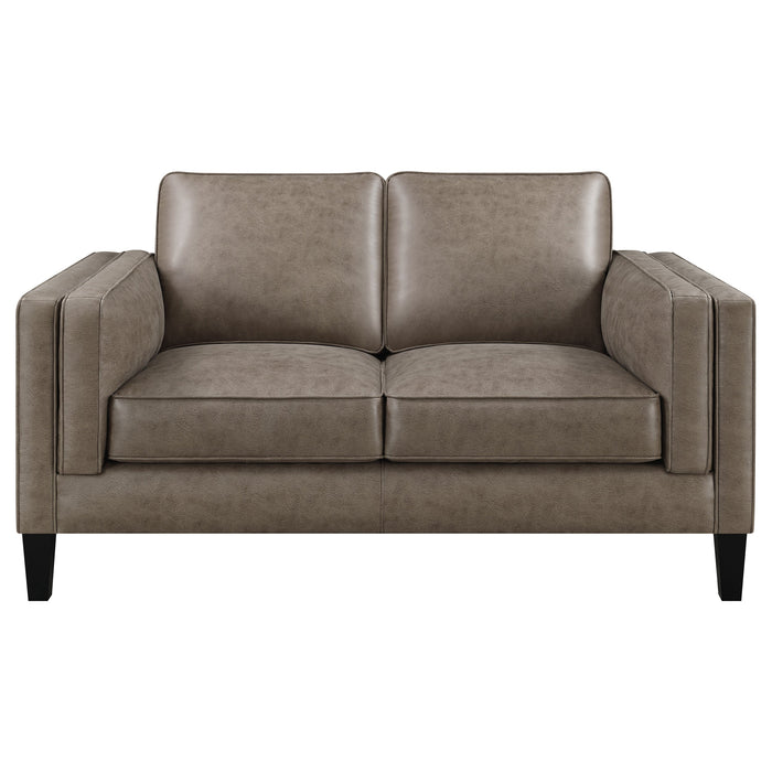 Locke Upholstered Track Arms Loveseat Vintage Brown