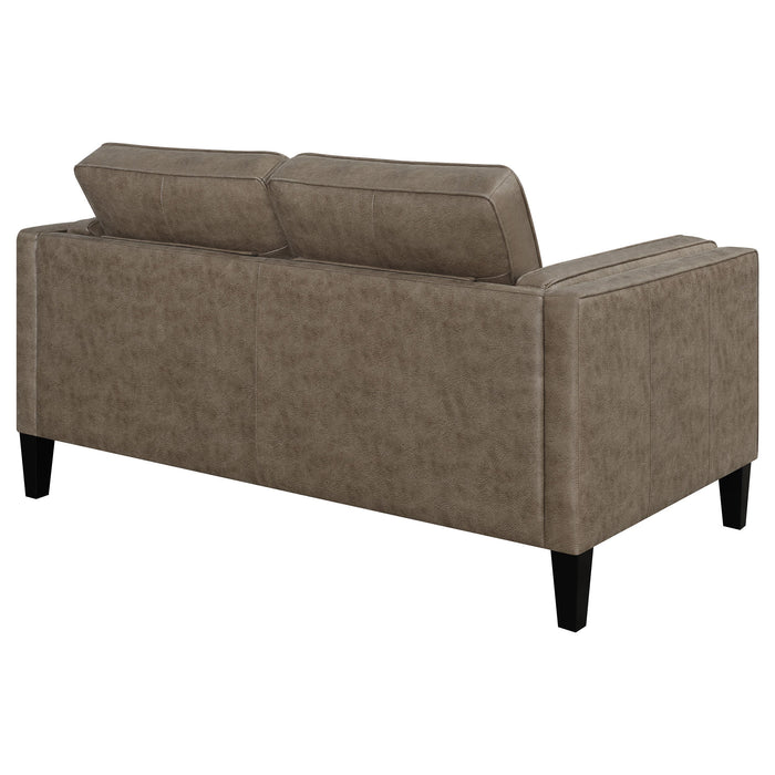 Locke Upholstered Track Arms Loveseat Vintage Brown