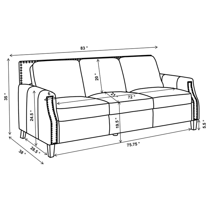 Leaton 2-piece Recessed Arms Living Room Set Brown Sugar