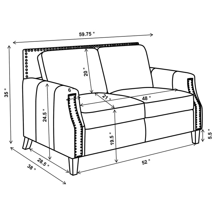 Leaton 2-piece Recessed Arms Living Room Set Brown Sugar