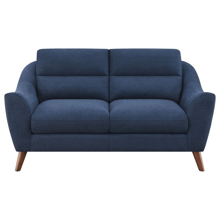 Gano Sloped Arm Upholstered Loveseat Navy Blue