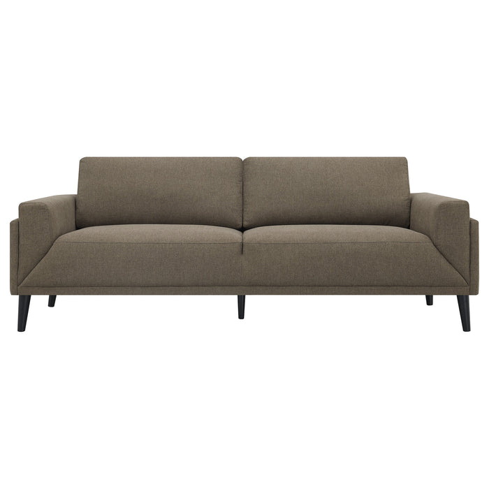 Rilynn 2-piece Upholstered Track Arms Sofa Set Brown