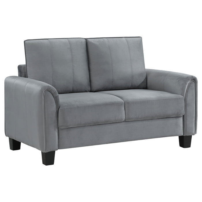 Davis  Upholstered Rolled Arm Loveseat Grey