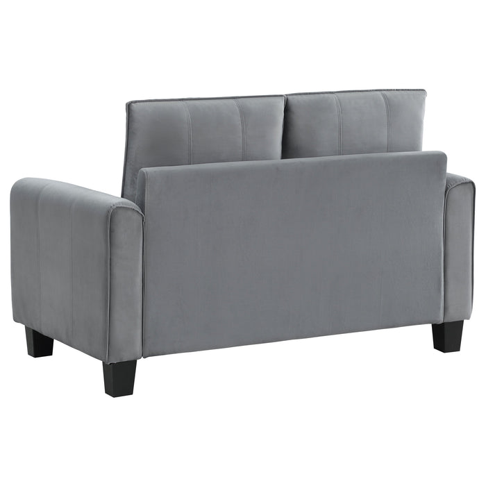 Davis  Upholstered Rolled Arm Loveseat Grey