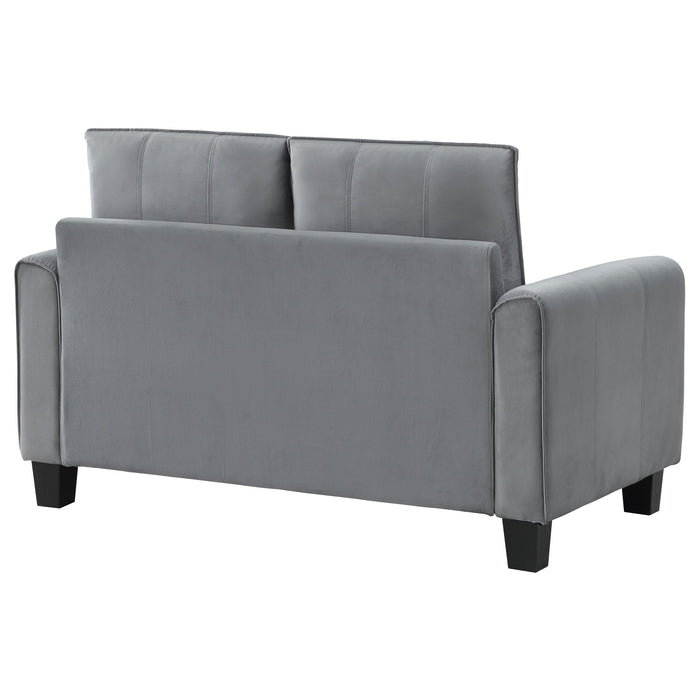 Davis  Upholstered Rolled Arm Loveseat Grey