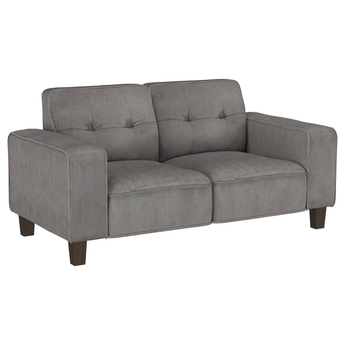 Deerhurst  Upholstered Track Arm Sofa Set Charcoal