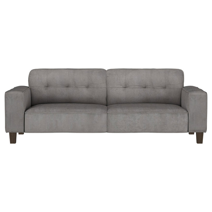 Deerhurst  Upholstered Track Arm Sofa Set Charcoal