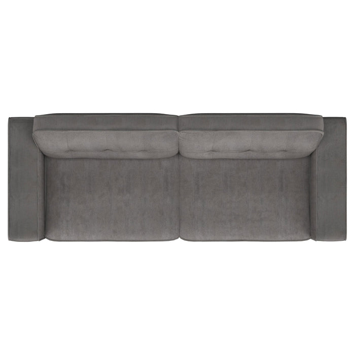 Deerhurst  Upholstered Track Arm Sofa Set Charcoal