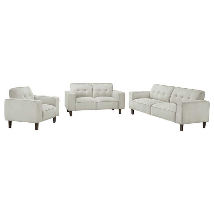 Deerhurst  Upholstered Track Arm Sofa Set Greige