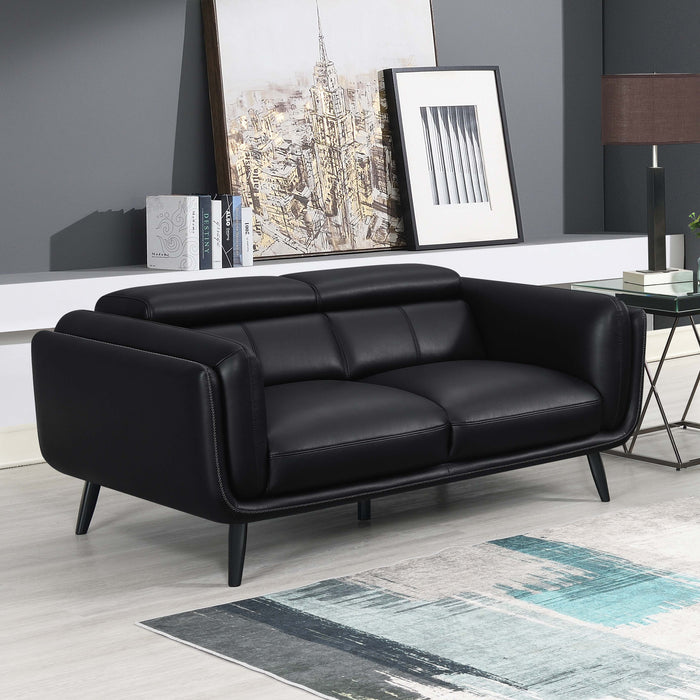 Shania Track Arms Loveseat with Tapered Legs Black