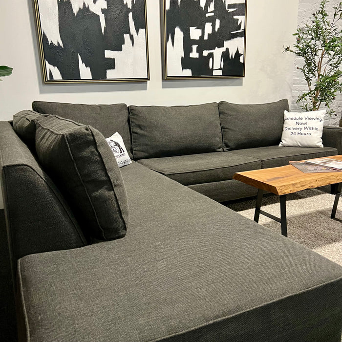 Charcoal Gray Maxhomes 2pc Sectional Couch with Chaise