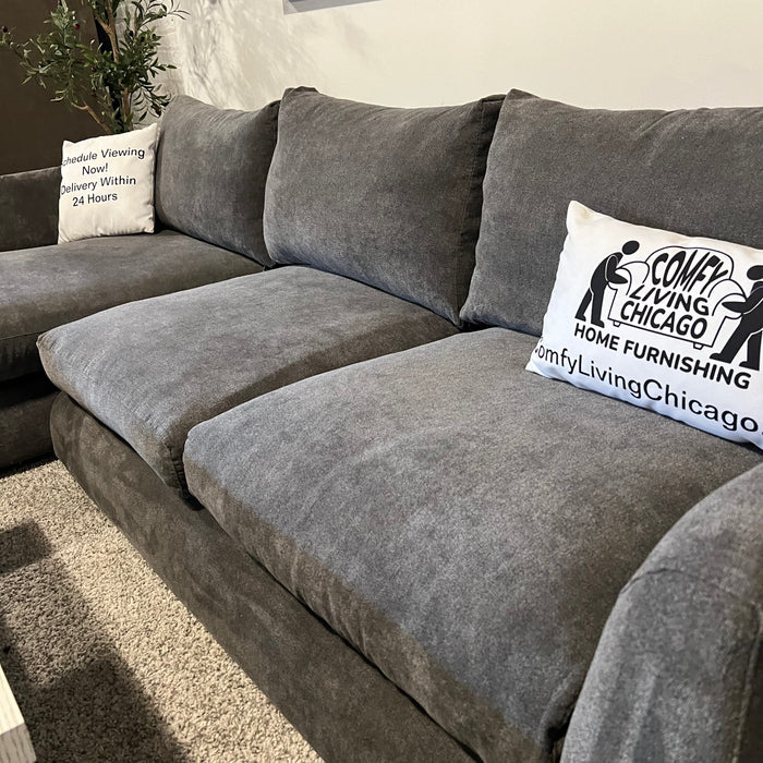 Mario Capasa Feathers Gray Two Piece Sectional Couch