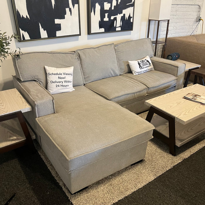 Gray Sectional with Storage Chaise and Sleeper