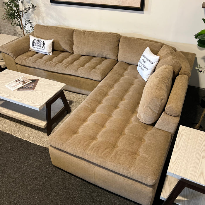 Jonathan Louis Tufted Beige L Shaped Sectional Couch