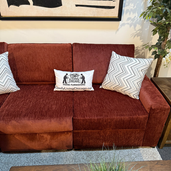 Daina Modular Sectional in Maroon Red