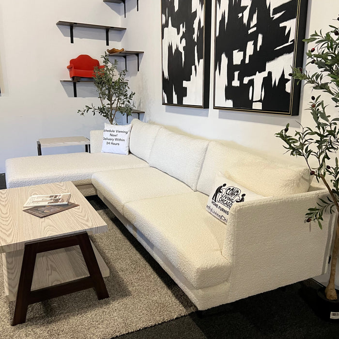 All Modern Miller 2 White Boucle Sectional