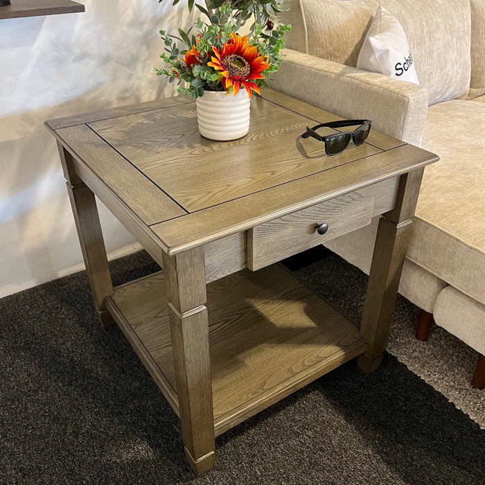 Wooden Coffee Table and Side Table Set with Drawers