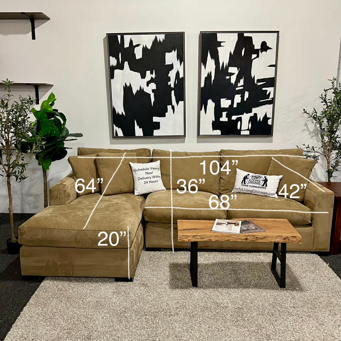 Crate and Barrel Axis Caramel Two Piece Sectional Couch