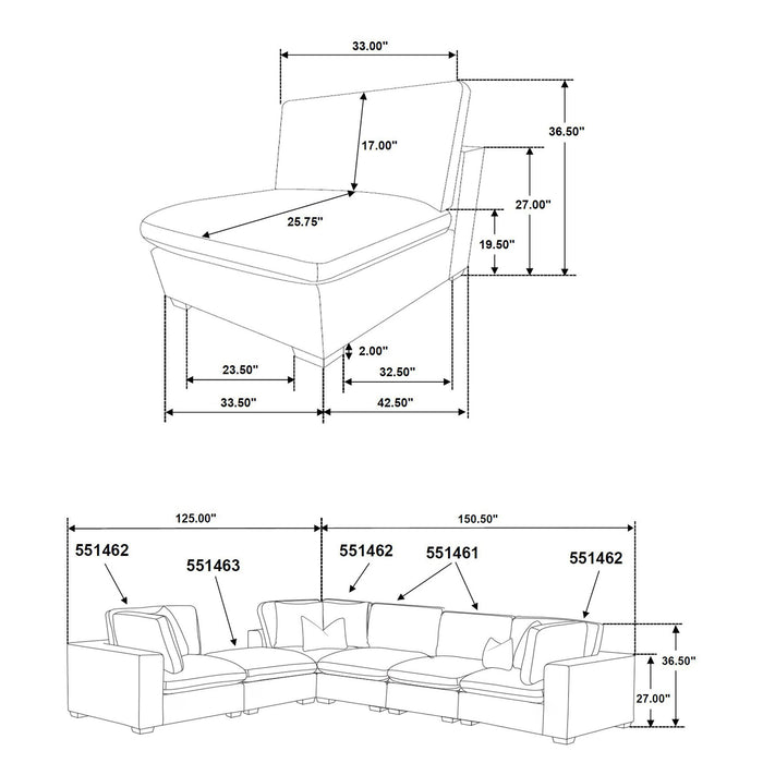 Lakeview  Upholstered Modular Sectional Sofa Dark Chocolate