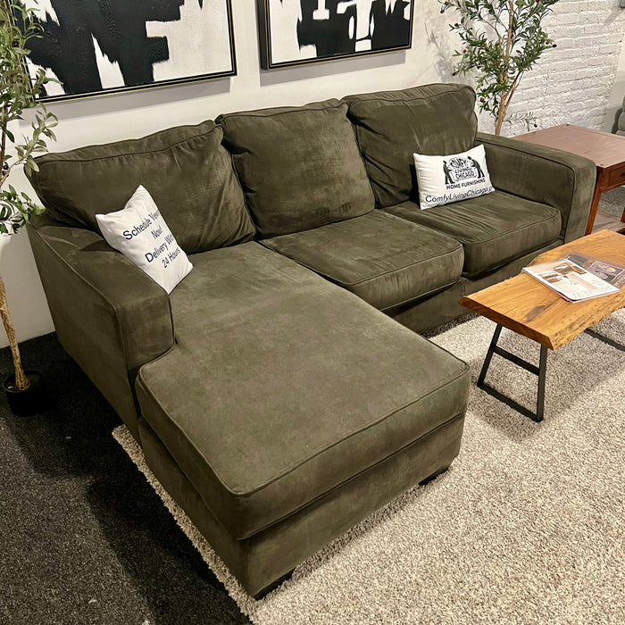 Olive Green Sectional with Reversible Chaise