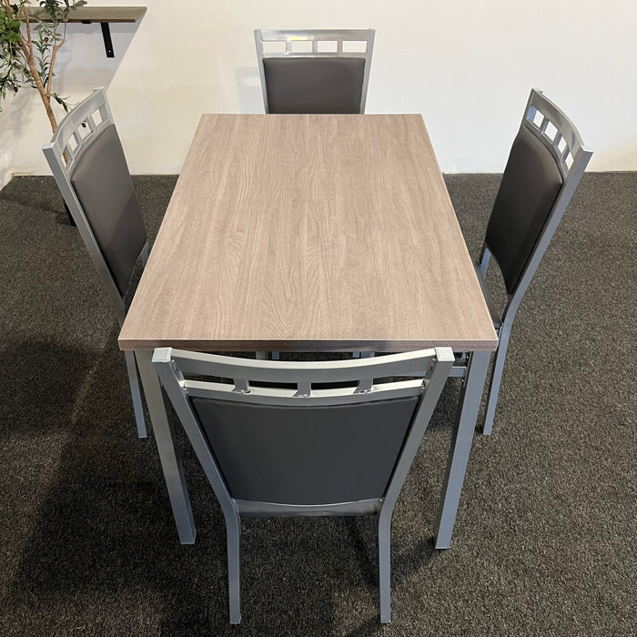 Contemporary Rectangular Dining Set with Weathered Top in Gray