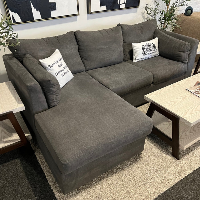 Jonathan Louis Gray Two Piece Sectional Couch with Chaise