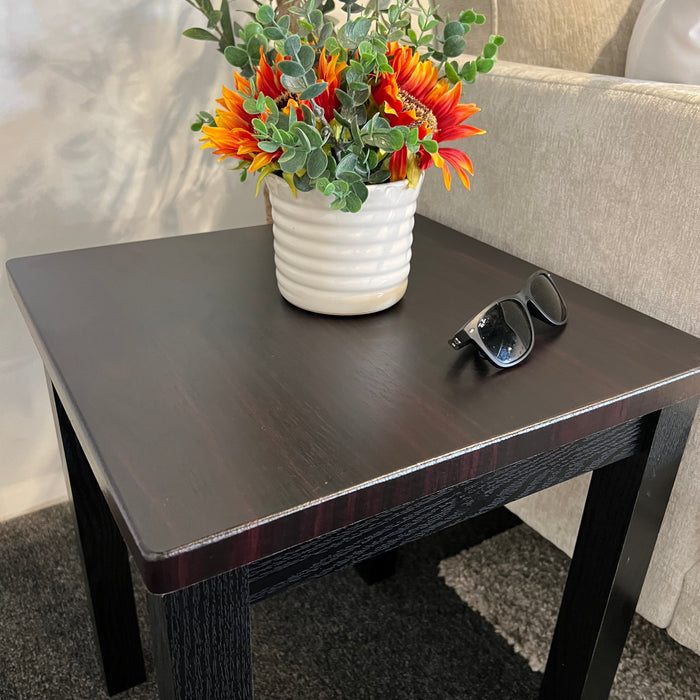 Contemporary Couch and Side Table Set in Black Finish