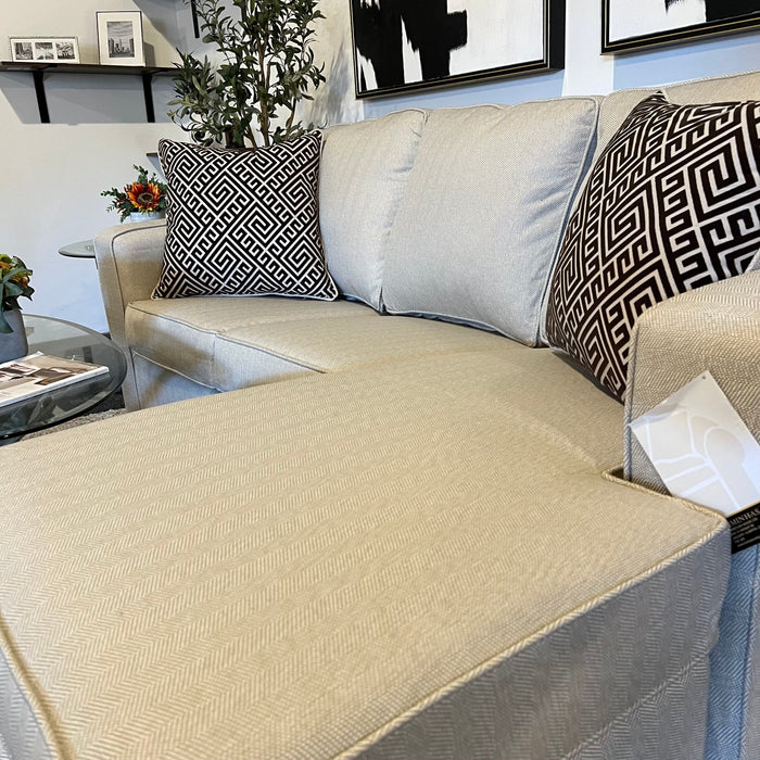 Cream Sleeper Sectional Couch with Reversible Chaise